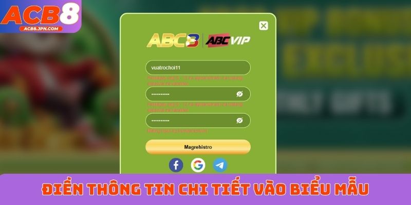 Điền thông tin chi tiết vào biểu mẫu